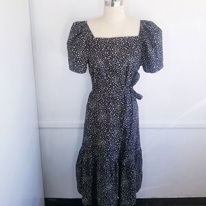 Levi's | Black Floral Midi‎ Flare Dress M